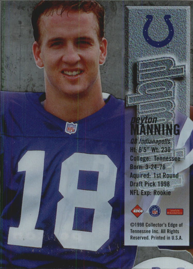 1998 Collector's Edge First Place Triumph #17 Peyton Manning back image
