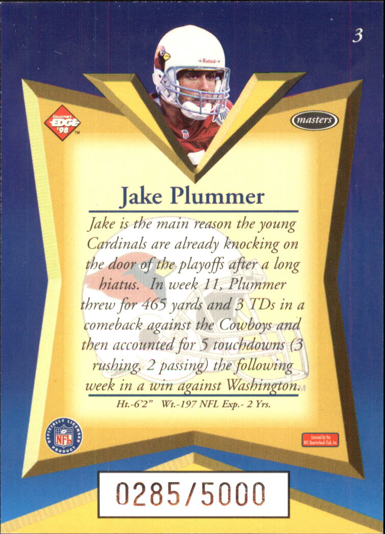 1998 Collector's Edge Masters #3 Jake Plummer back image