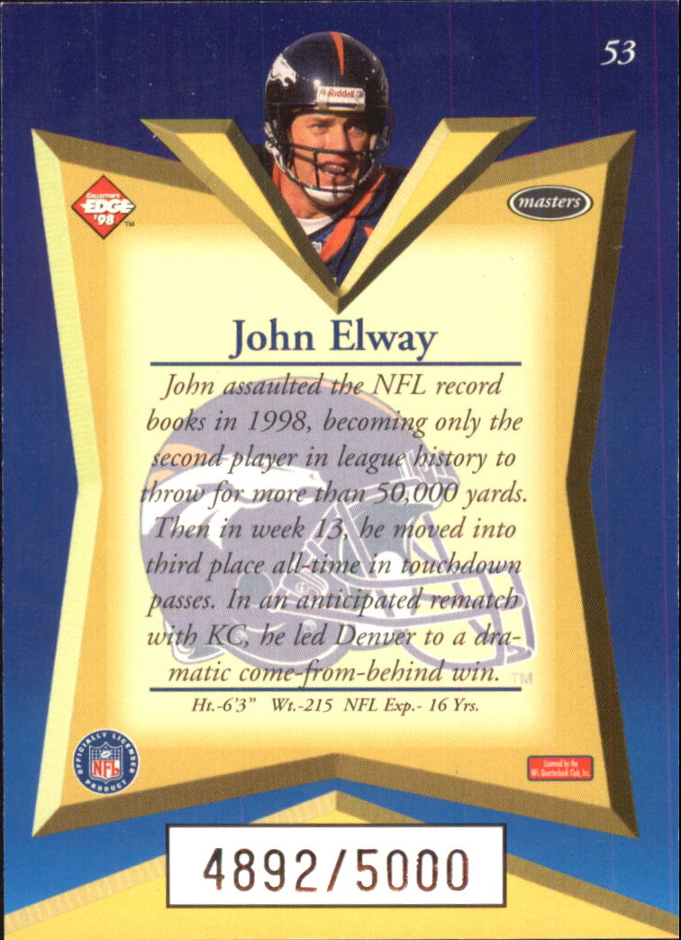 1998 Collector's Edge Masters #53 John Elway back image