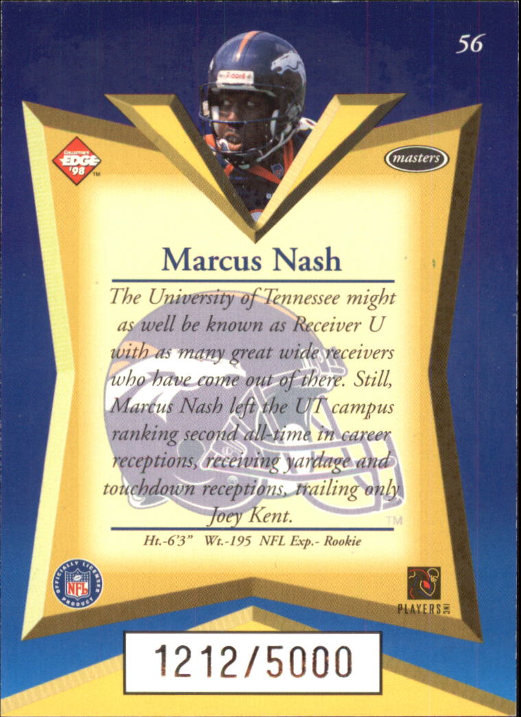 1998 Collector's Edge Masters #56 Marcus Nash RC back image