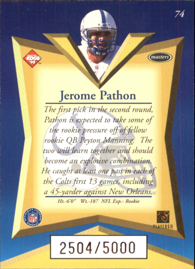 1998 Collector's Edge Masters #74 Jerome Pathon RC back image
