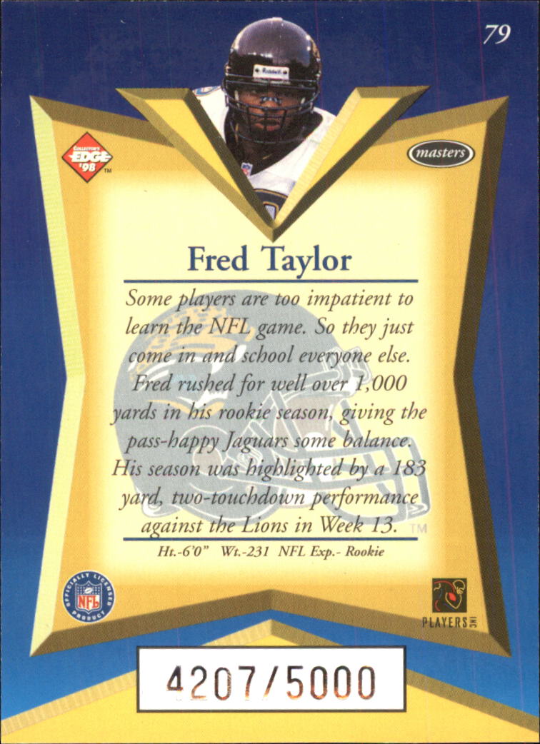 1998 Collector's Edge Masters #79 Fred Taylor RC back image