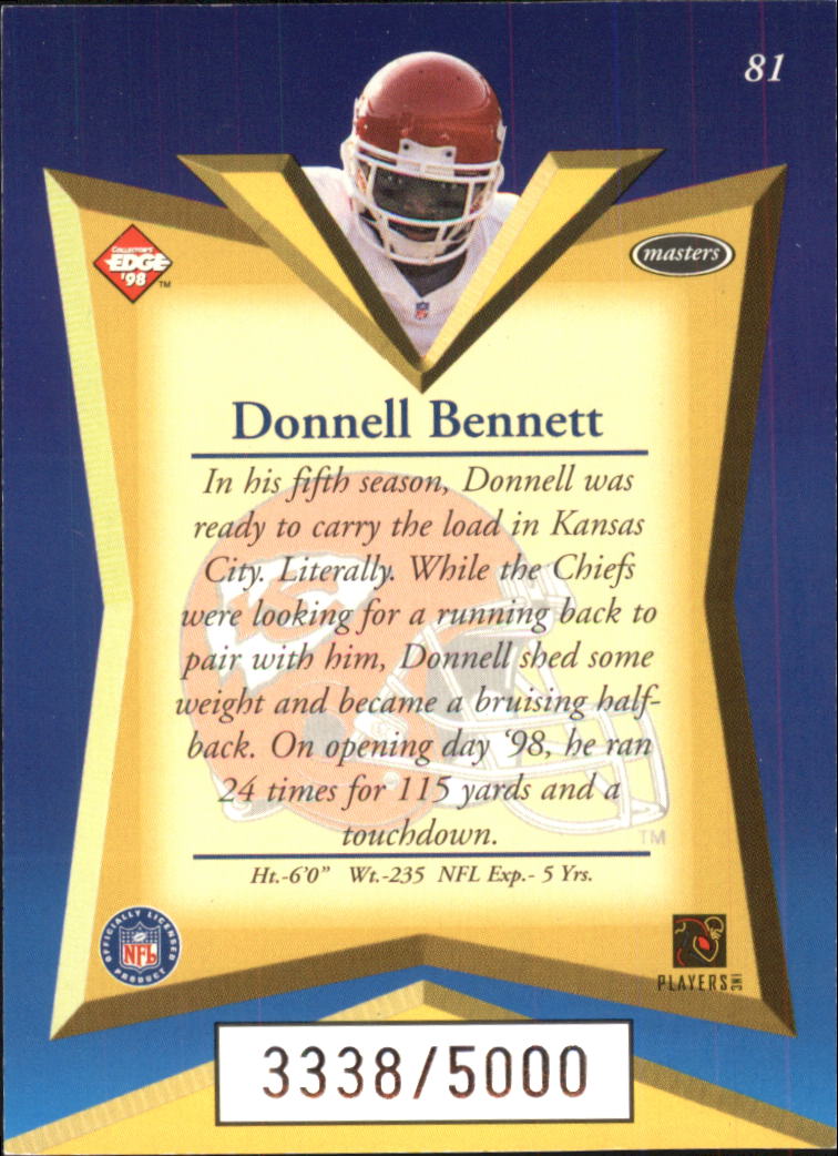 1998 Collector's Edge Masters #81 Donnell Bennett back image