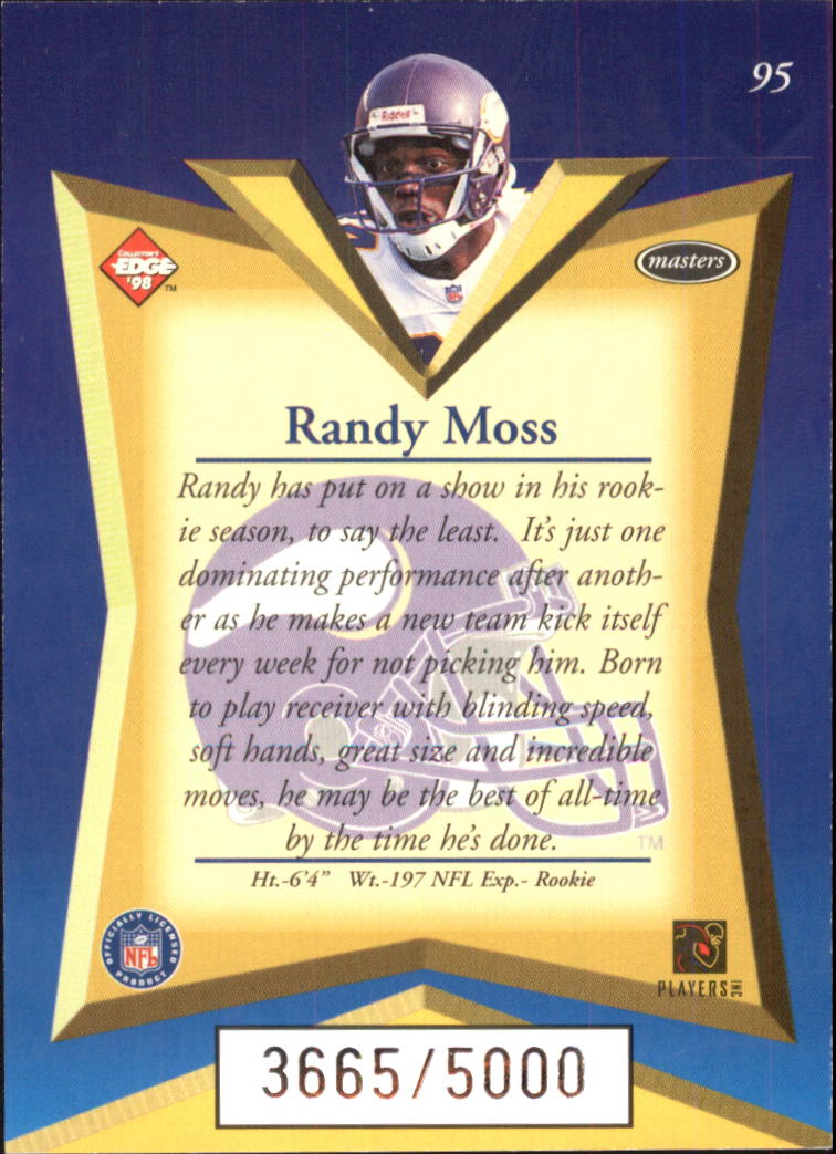 1998 Collector's Edge Masters #95 Randy Moss RC back image