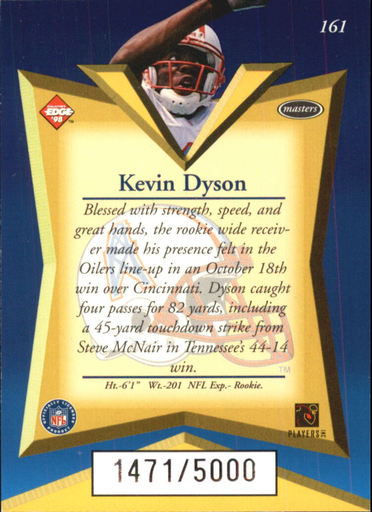 1998 Collector's Edge Masters #161 Kevin Dyson RC back image