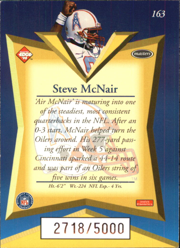 1998 Collector's Edge Masters #163 Steve McNair back image