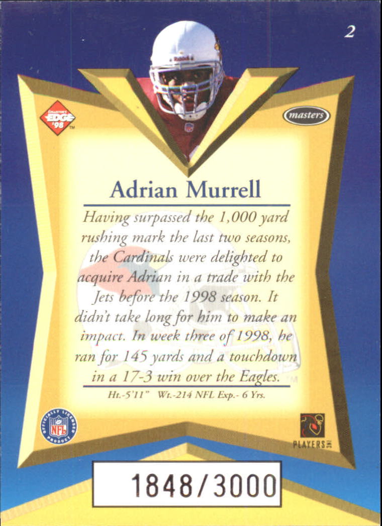1998 Collector's Edge Masters 50-point #2 Adrian Murrell back image