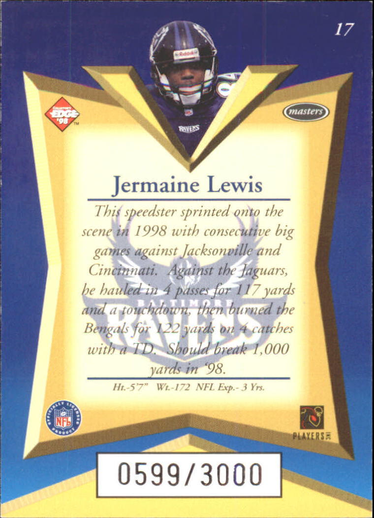 1998 Collector's Edge Masters 50-point #17 Jermaine Lewis back image
