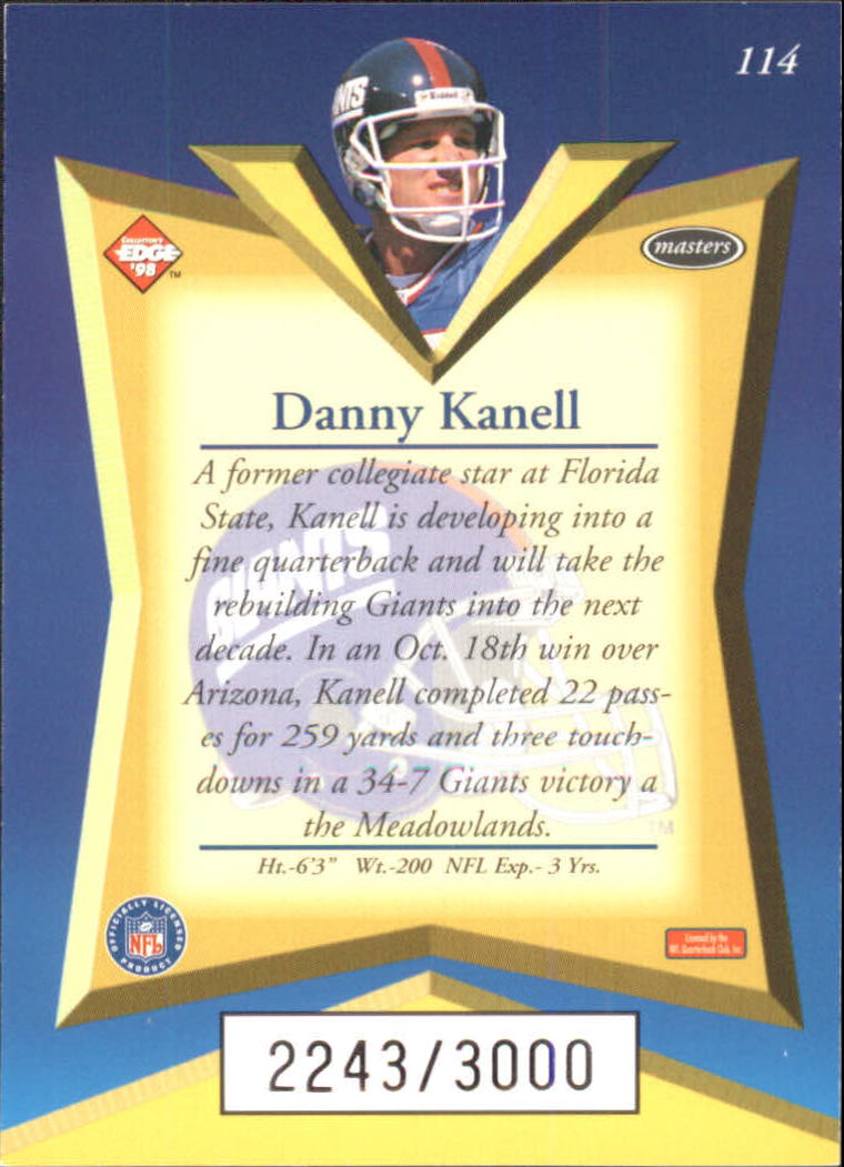 1998 Collector's Edge Masters 50-point #114 Danny Kanell back image