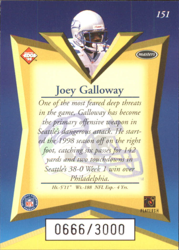 1998 Collector's Edge Masters 50-point #151 Joey Galloway back image