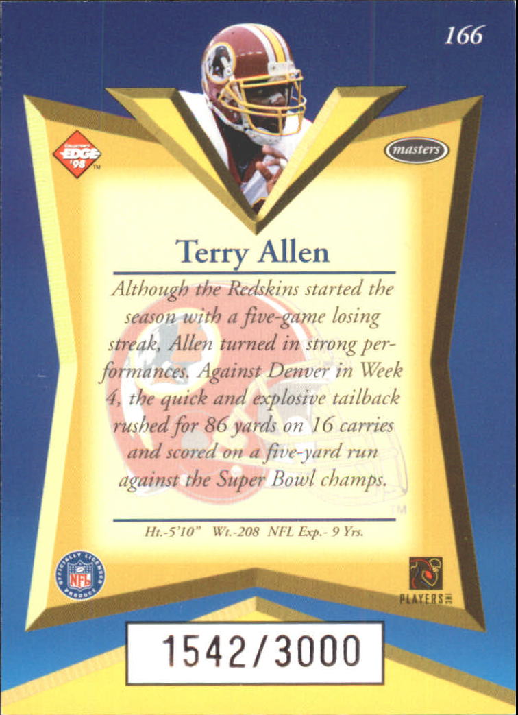 1998 Collector's Edge Masters 50-point #166 Terry Allen back image