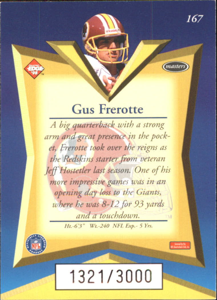 1998 Collector's Edge Masters 50-point #167 Gus Frerotte back image