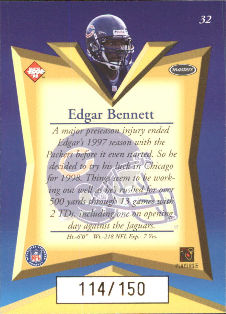 1998 Collector's Edge Masters 50-point Gold #32 Edgar Bennett back image