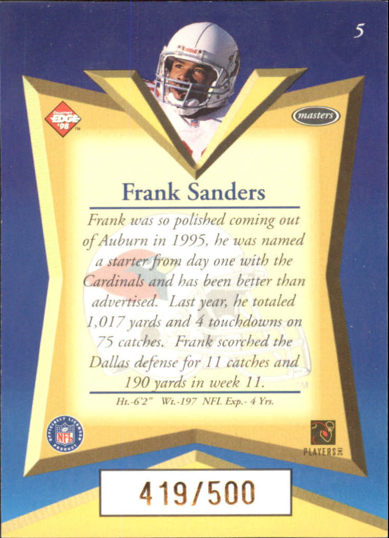 1998 Collector's Edge Masters Gold Redemption 500 #5 Frank Sanders