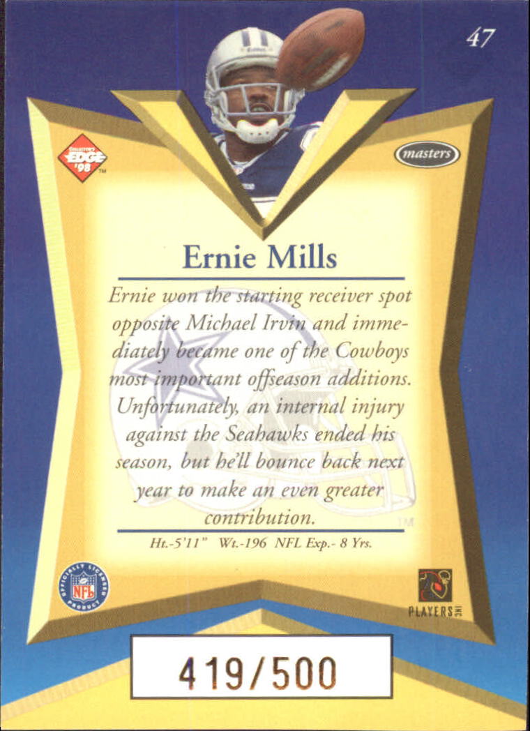 1998 Collector's Edge Masters Gold Redemption 500 #47 Ernie Mills back image