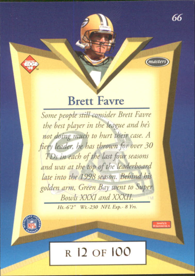1998 Collector's Edge Masters Gold Redemption 100 #66 Brett Favre