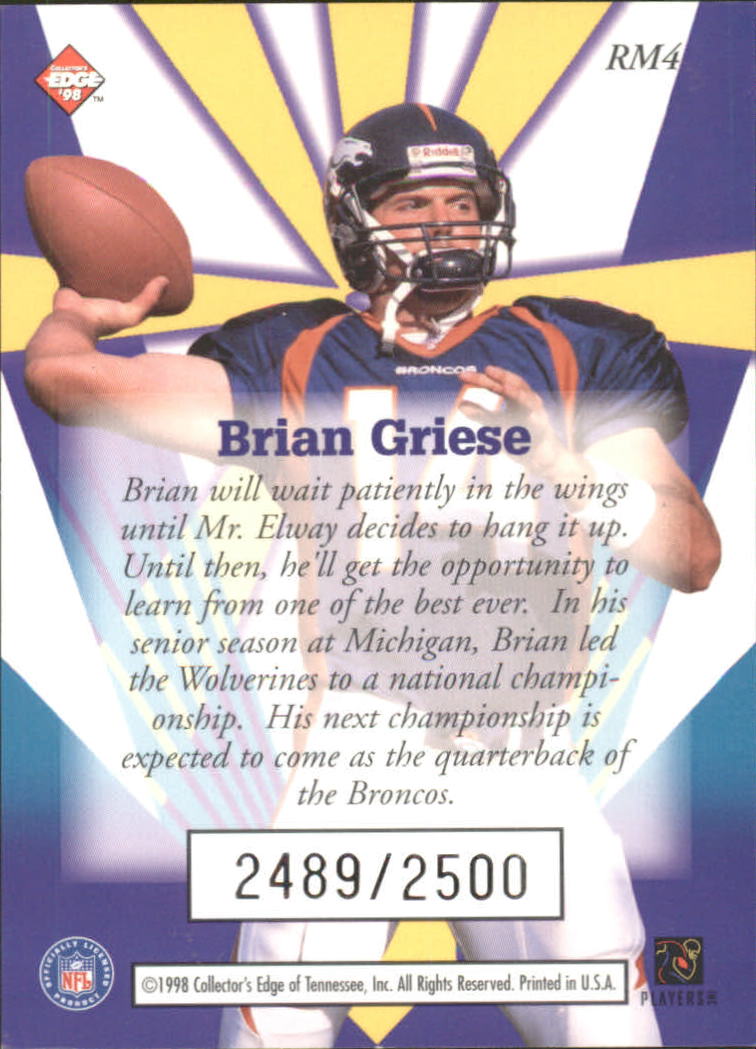 1998 Collector's Edge Masters Rookie Masters #RM4 Brian Griese back image