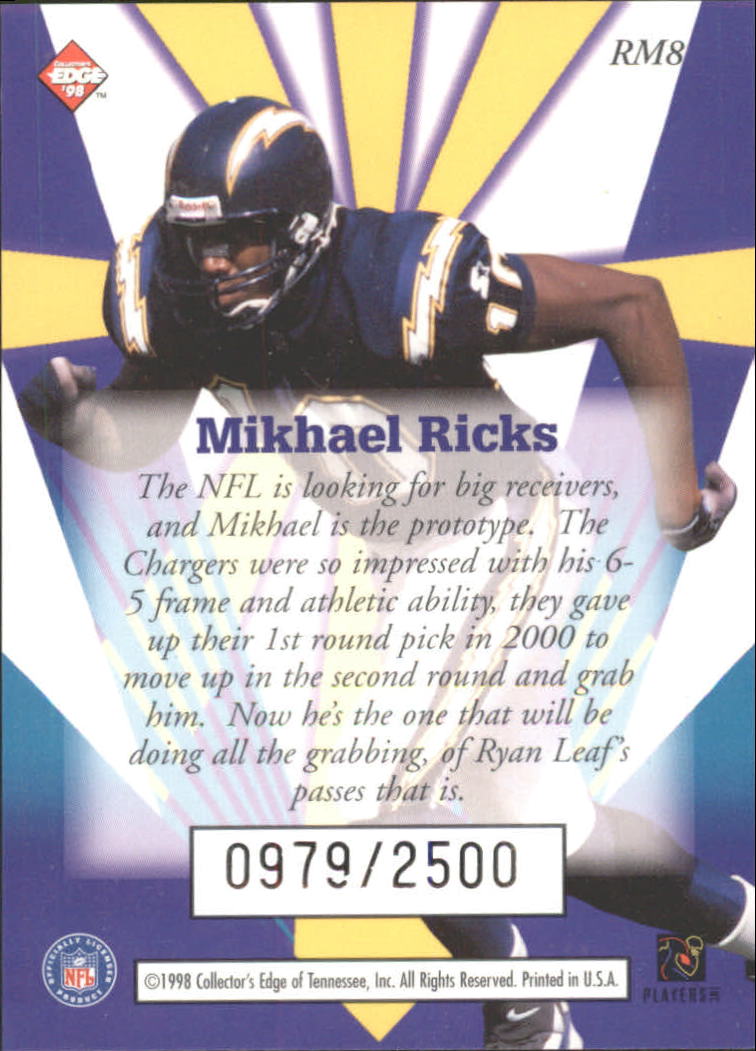 1998 Collector's Edge Masters Rookie Masters #RM8 Mikhael Ricks back image