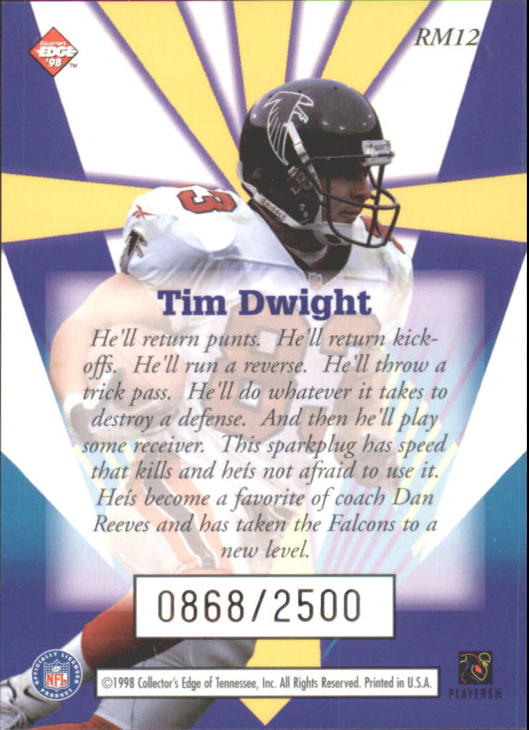 1998 Collector's Edge Masters Rookie Masters #RM12 Tim Dwight back image