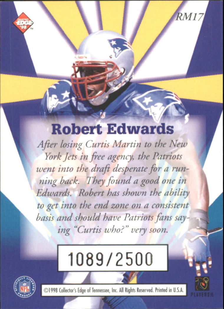 1998 Collector's Edge Masters Rookie Masters #RM17 Robert Edwards back image