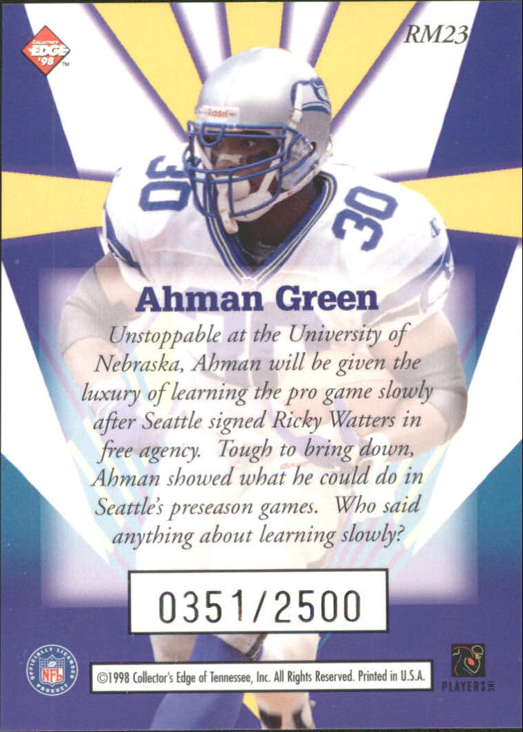 1998 Collector's Edge Masters Rookie Masters #RM23 Ahman Green back image