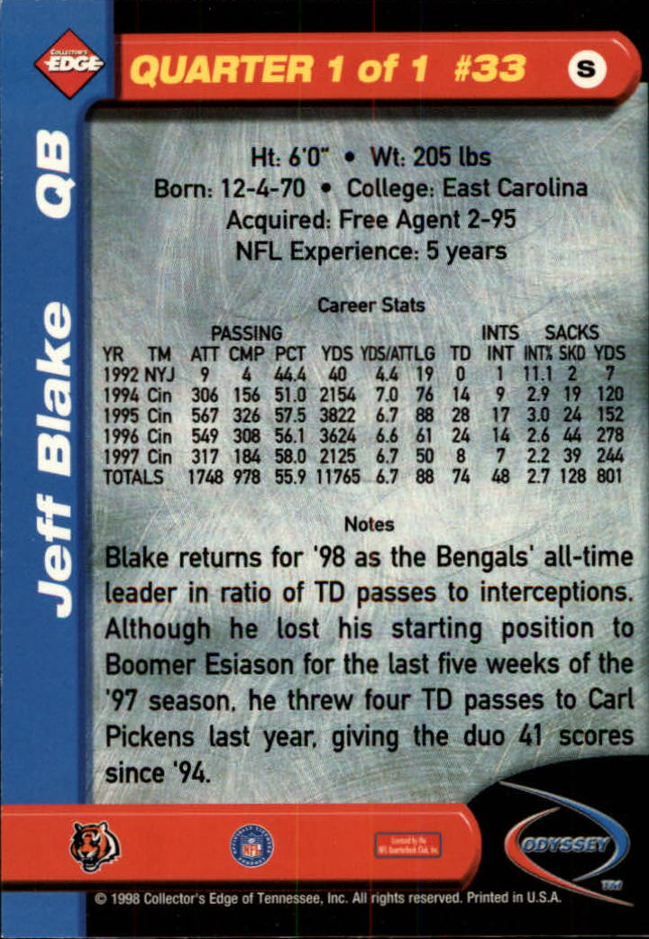 B5934- 1998 Collector's Edge Odyssey FB Asst Cards -You Pick- 15+ FREE US SHIP - Picture 55 of 361