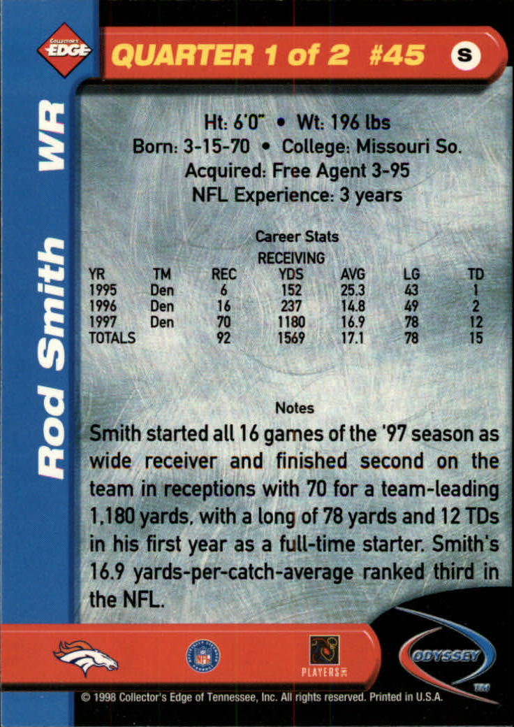 B5934- 1998 Collector's Edge Odyssey FB Asst Cards -You Pick- 15+ FREE US SHIP - Picture 69 of 361