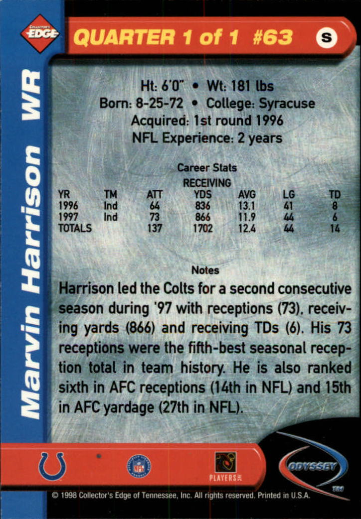B5934- 1998 Collector's Edge Odyssey FB Asst Cards -You Pick- 15+ FREE US SHIP - Picture 97 of 361