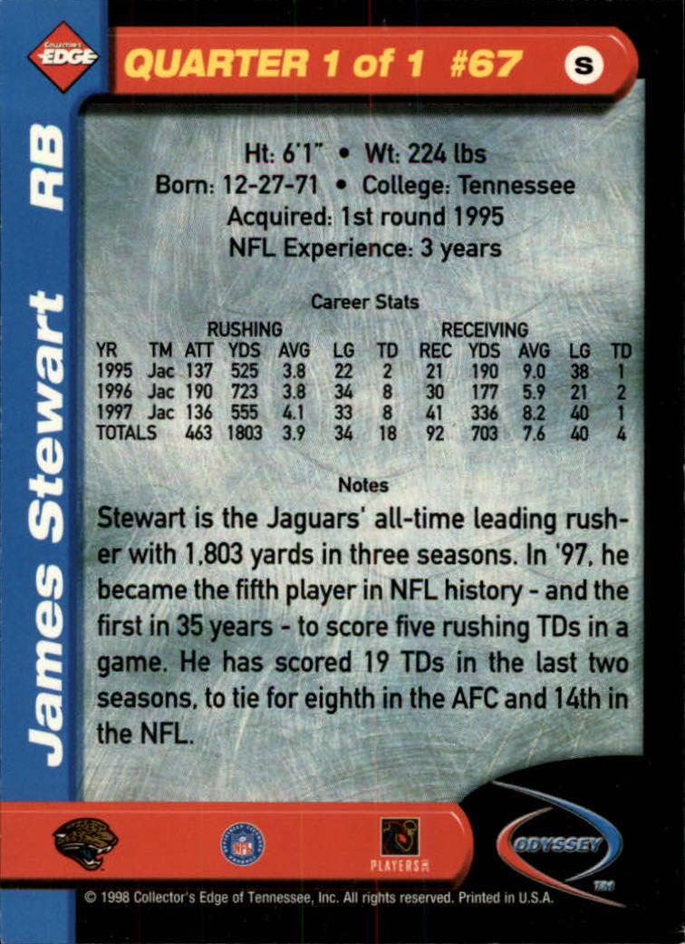 B5934- 1998 Collector's Edge Odyssey FB Asst Cards -You Pick- 15+ FREE US SHIP - Picture 103 of 361
