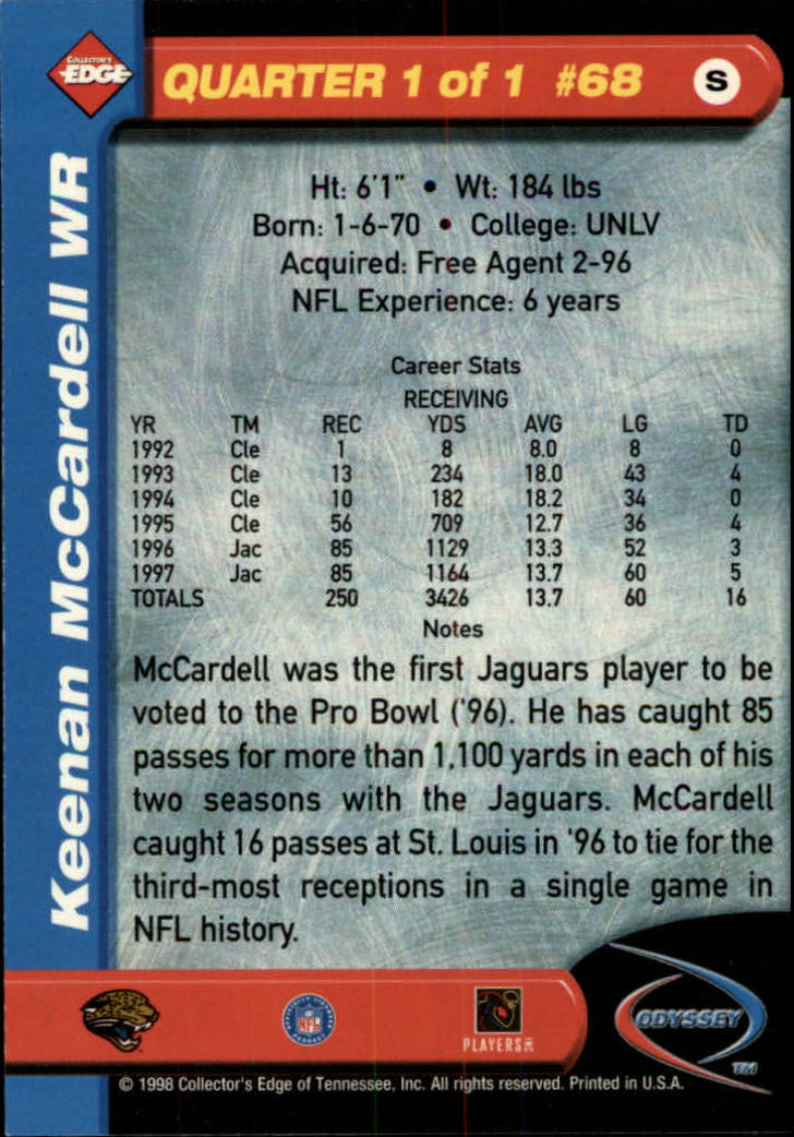 B5934- 1998 Collector's Edge Odyssey FB Asst Cards -You Pick- 15+ FREE US SHIP - Picture 105 of 361