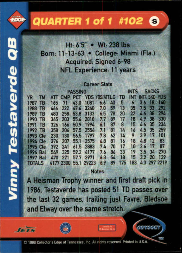 B5934- 1998 Collector's Edge Odyssey FB Asst Cards -You Pick- 15+ FREE US SHIP - Picture 165 of 361
