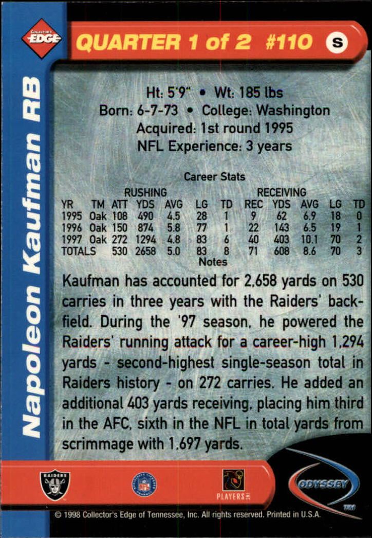 B5934- 1998 Collector's Edge Odyssey FB Asst Cards -You Pick- 15+ FREE US SHIP - Picture 179 of 361