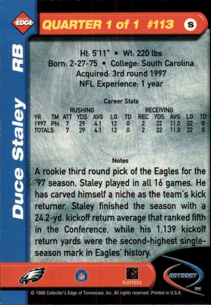 B5934- 1998 Collector's Edge Odyssey FB Asst Cards -You Pick- 15+ FREE US SHIP - Picture 185 of 361