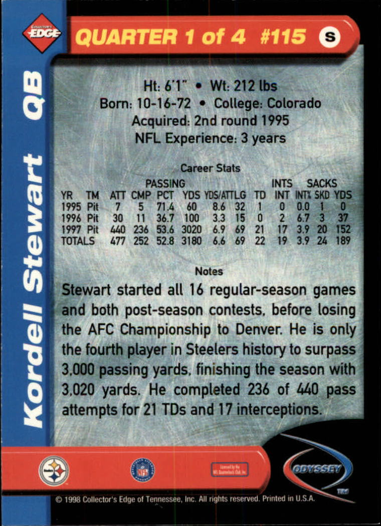B5934- 1998 Collector's Edge Odyssey FB Asst Cards -You Pick- 15+ FREE US SHIP - Picture 189 of 361