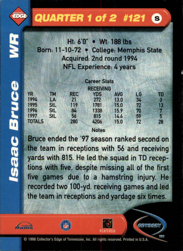 1998 Collector's Edge Odyssey #121 Isaac Bruce back image