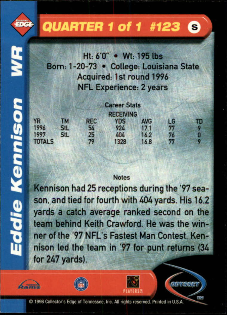 B5934- 1998 Collector's Edge Odyssey FB Asst Cards -You Pick- 15+ FREE US SHIP - Picture 203 of 361