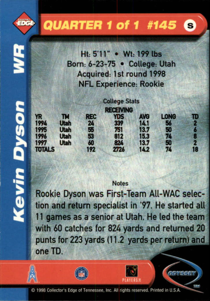 B5934- 1998 Collector's Edge Odyssey FB Asst Cards -You Pick- 15+ FREE US SHIP - Picture 239 of 361