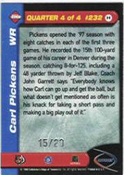 1998 Collector's Edge Odyssey Level 2 HoloGold #H232 Carl Pickens 4Q back image