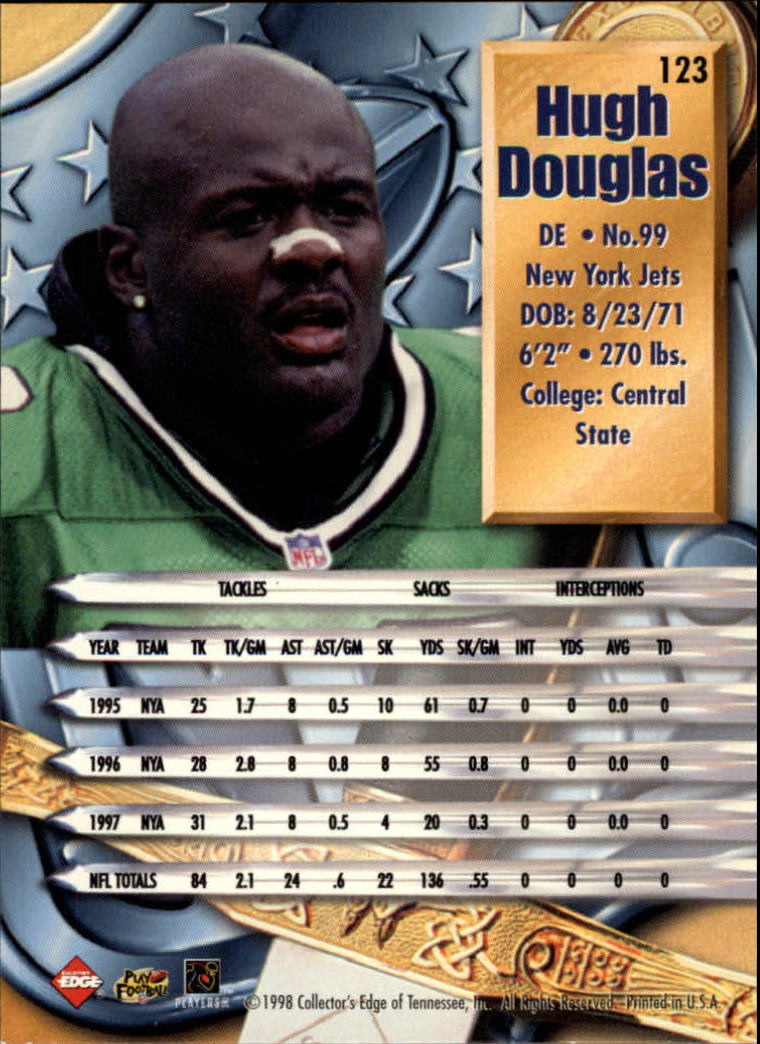 1998 CE Supreme Season Review #123 Hugh Douglas back image