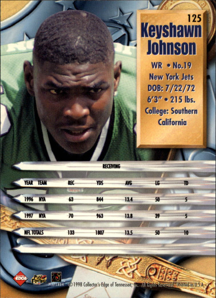 1998 CE Supreme Season Review #125 Keyshawn Johnson back image