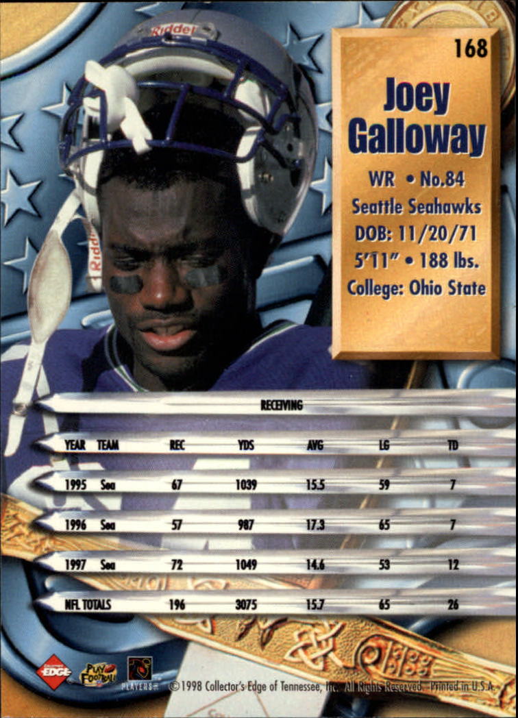 1998 CE Supreme Season Review #168 Joey Galloway back image