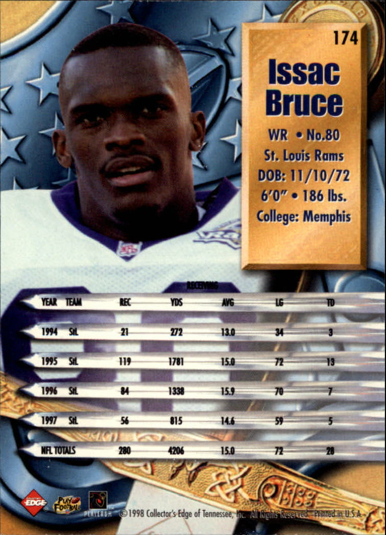 1998 CE Supreme Season Review #174 Isaac Bruce back image