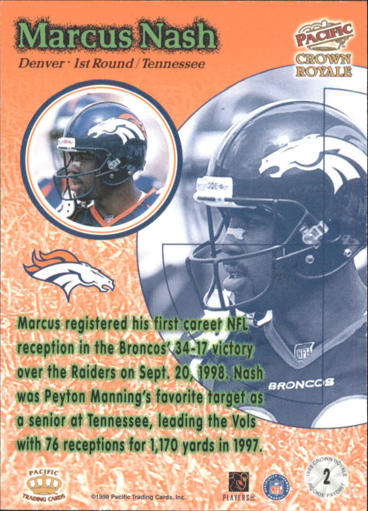 1998 Crown Royale Rookie Paydirt #2 Marcus Nash back image
