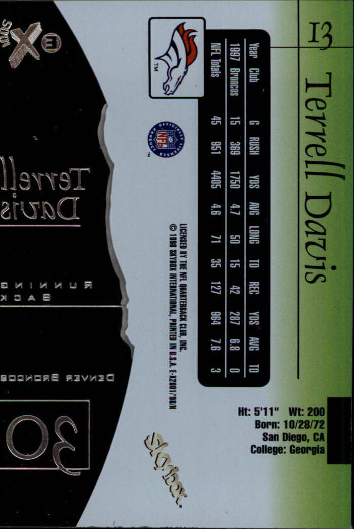1998 E-X2001 (Fleer) Football "Main Set" Base Cards - Picture 25 of 109