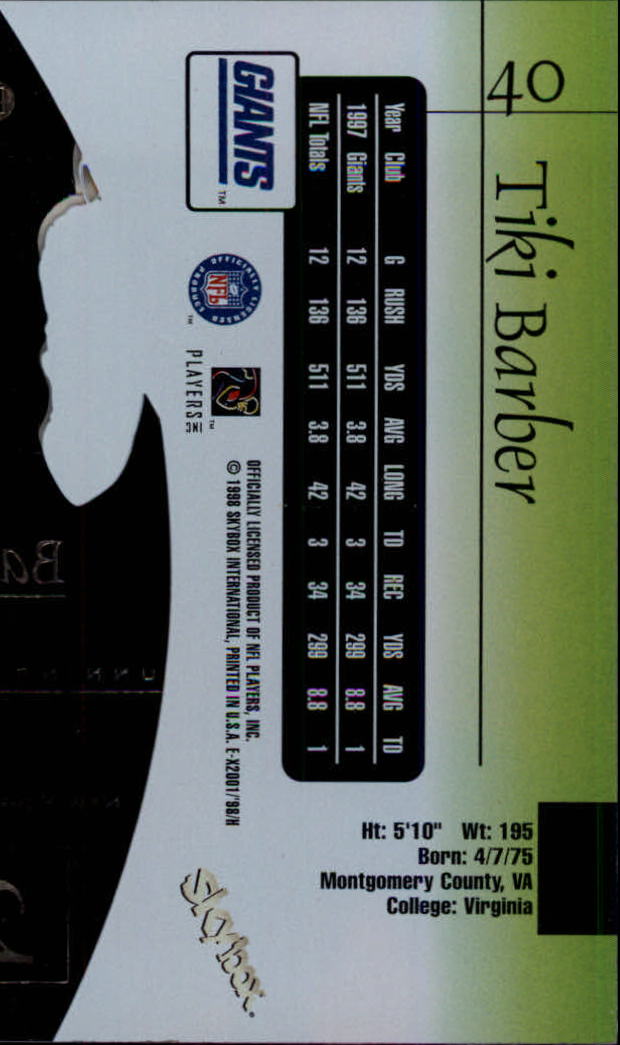 1998 E-X2001 (Fleer) Football "Main Set" Base Cards - Picture 77 of 109