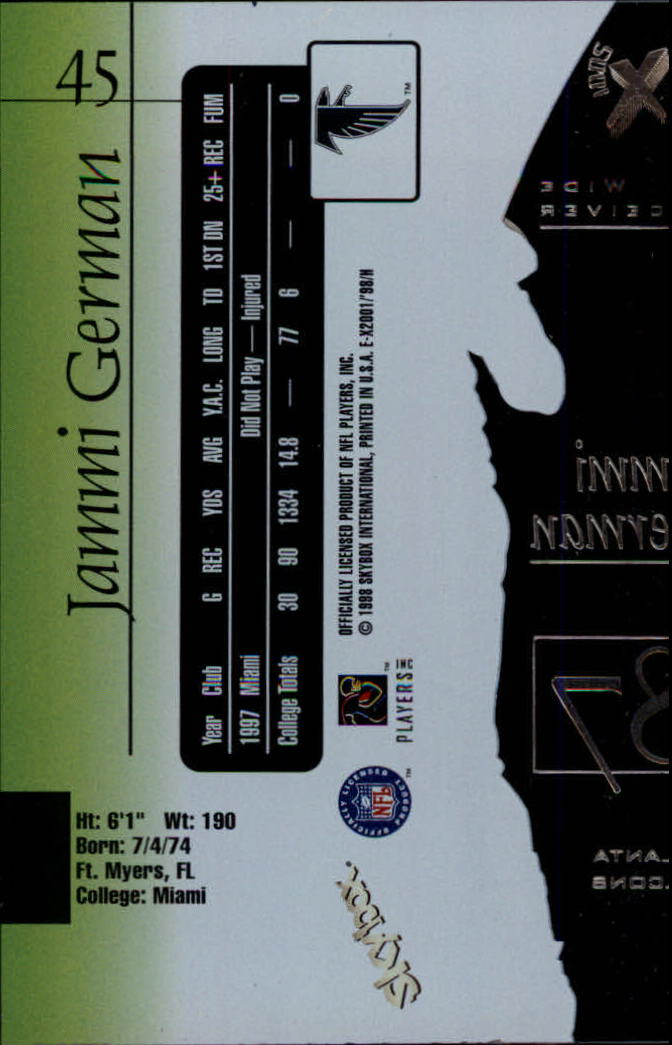 1998 E-X2001 (Fleer) Football "Main Set" Base Cards - Picture 85 of 109