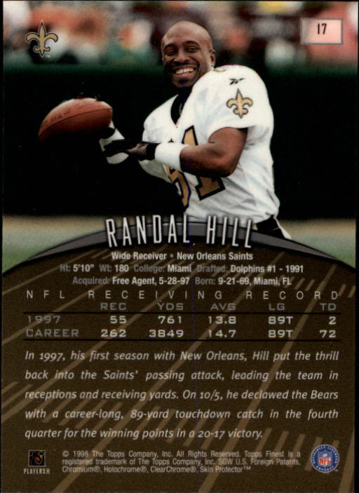 1998 Finest #17 Randal Hill back image