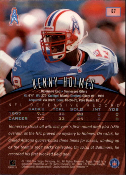 1998 Finest #67 Kenny Holmes back image