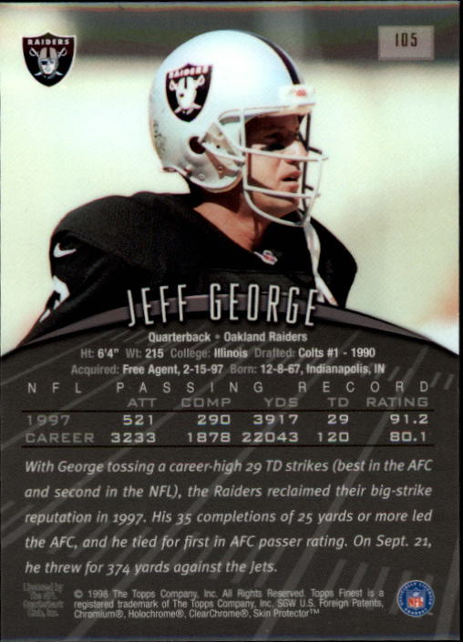 1998 Finest #105 Jeff George back image