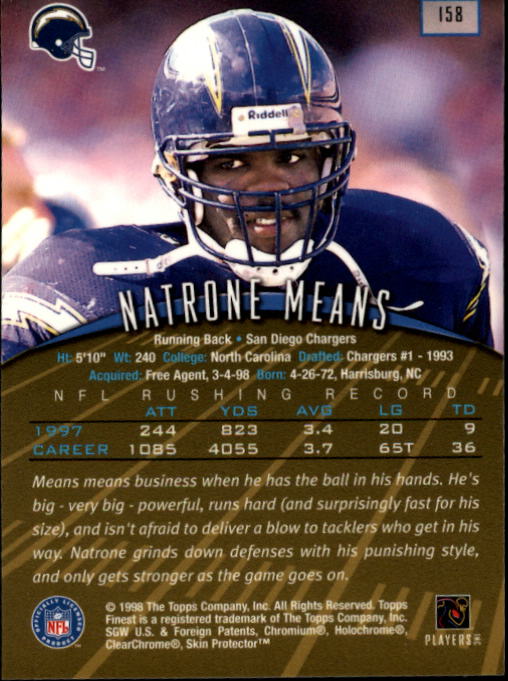 1998 Finest #158 Natrone Means back image